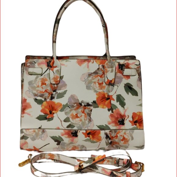 Love & Lore Crossbody Purse Large Handbag/Satchel Tote White with Roses - Picture 10 of 10